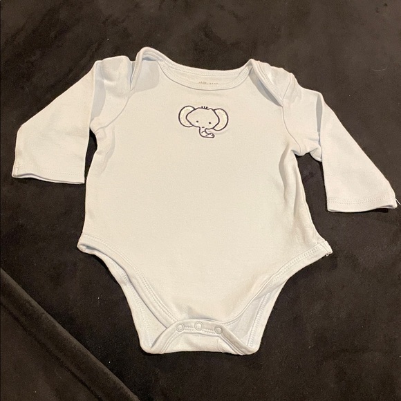 NWOT Little Me 9m baby blue long sleeve bodysuit with elephant detail - Picture 1 of 4